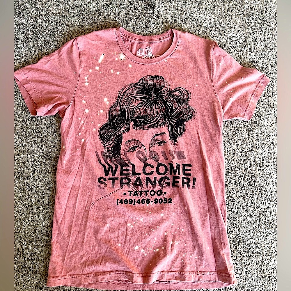 Vintage RARE “Welcome Stranger Tattoo” Bleach Splattered & Ripped / M